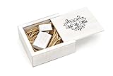 Antique Maple 16GB USB Flash Drive - Stained in Wedding White - Inserted into a Printed Matching Maple Stained Box with Raffia grass inside. MR & MRS Elegance Design!