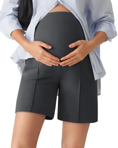 Maternity Shorts for Pregnancy Casual Athletic Shorts Gym,Dark Gray,XL,6'' at Amazon