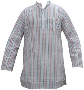 Yogachic Men's Red/White Cotton Kurta