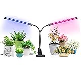 [2018 UPGRADED] 18W Dual Head Timing LED Grow Lamp 36 LED Chips 2-Mode with Red/Blue Spectrum for Indoor Plants, Timer 3/6/12H, 5 Dimmable Levels, Adjustable Gooseneck