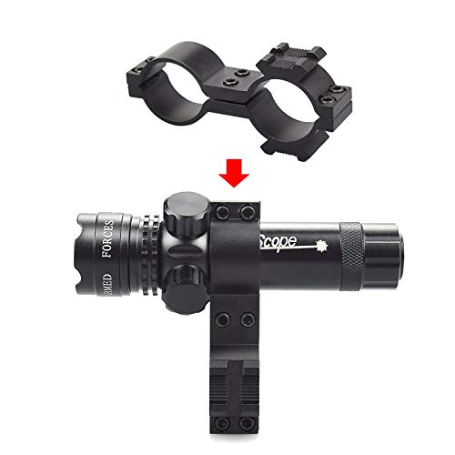 Twod Gun Sight Laser Green Dot 532nm Rifle Scope with 20mm Picatinny Mount & 1'' Ring Mount Adapter Remote Pressure Switch