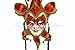 Venetian Red Joker Jester Full Face Masquerade Carnival Costume Mask w/ Bells