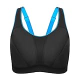 SYROKAN Women's Bounce Control Wirefree High Impact Full Figure Support Sports Bra Black 40DD