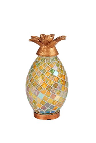 Smart Living Ananas Glass Mosaic Pineapple with LED Candle, 10-Inch, Powered By One Amber LED And Indoor And Outdoor Friendly, 83009