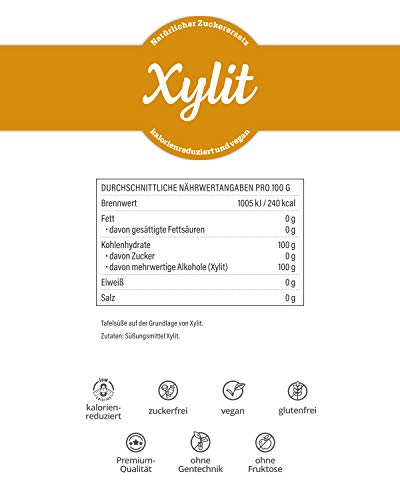 Premium Xylit mit 1:1 SüÃkraft gegenüber Zucker 1kg verwendbar als kalorienreduzierter Zuckerersatz. Vegane & zahnfreundliche Kristallzucker Alternative zum Kochen & Backen – Bild 3