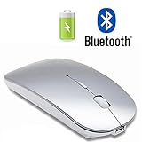 Bluetooth Mouse Rechargeable Wireless Mouse for Macbook pro PC Windows Laptop，Wireless Bluetooth Mouse for Macbook Air Bluetooth Mouse for Laptop Silver