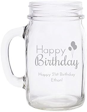 Happy Birthday-Balloons Engraved Mason Jar Mug (set of 60)