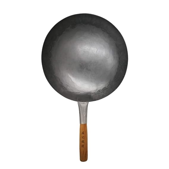 40cm 16inch Carbon Stahl von Hand gehämmert Wok Handgeschmiedete Wok unbeschichtete Antihaft-Pfanne