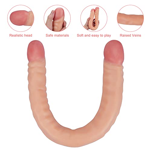 18.5 Inches Double Ended Dildo Realistic Anal Long Dildo Penis Soft and Flexible with Veins and Glans Adult Sex Toys for Women/Men/Lesbian