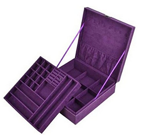 KLOUD City Purple two-layer lint jewelry box organizer display storage case with lock