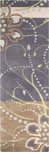 Art of Knot "Alocasia" Area Rug, 2'6" x 8', Violet/Light Gray/Camel/Moss/Khaki