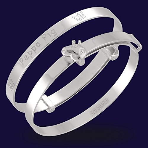 Dolce Valentina Peppa Pig Newborn Baby 925 Sterling Silver Christening Bracelet Gift Bangle
