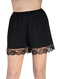 Underworks Pettipants Cotton Knit Culotte Slip Bloomers Split Skirt 4-inch Inseam Small-Black