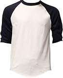 Casual Raglan Tee 3/4 Sleeve TShirt Baseball Jersey S White Navy