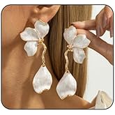 Boho Statement Flower Earrings for Women Colorful Drip Oil Floral Earring Layered Irregular Petal Dangle Drop Earring Party Prom Fashin Jewelry Accessary