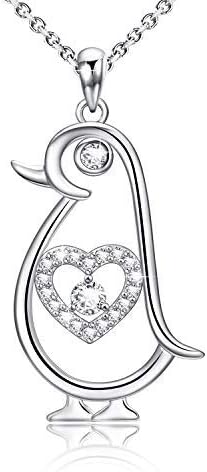 MANBU 925 Sterling Silver Jewelry Forever Love Heart Penguin Charm Unicorn Pig Lion and Elephant Necklace Pendant Gifts Women Girls