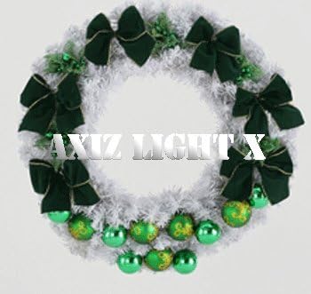 Amazon Co Jp クリスマスグリーンリボンホワイトリース ６０ｃｍf ２個セット ホワイトリース ホーム キッチン