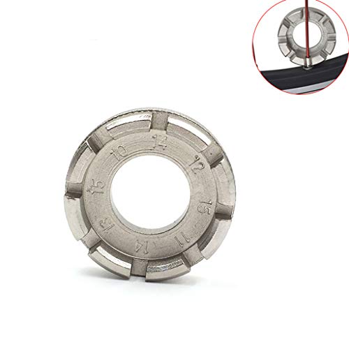 Potelin Premium Quality Bicycle Spoke Wrench Cycling Pocket Tools 6 in One Durable Bike Rim Correct Kit - Silver + Blue