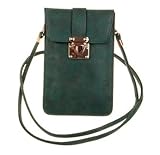 KISS GOLD (TM) Luxury Matte PU Leather Mini Crossbody Single Shoulder Bag Cellphone Pouch (Model A-Green)