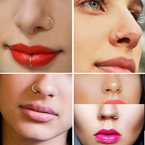AVYRING Nose Rings Hoop Hinged Clicker with C Shape for Women - Main Image