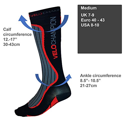 VeloChampion Recovery Compression Socks for Men & Women Ladies (20-30mmhg) Best Flight Socks for Shin Splints, Sports, Leg Pain, Varicose Veins, Deep Vein Thrombosis DVT, Nurses & Maternity Pregnancy