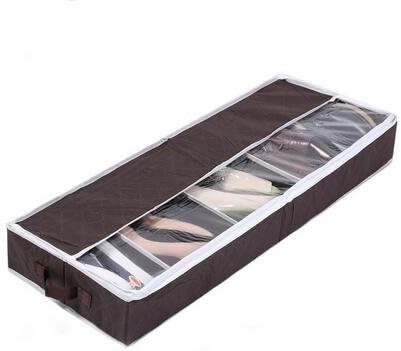 Aystuff Portable Underbed Shoe Storage Organizer with Transparent Window Secure Zipper Closure - Large