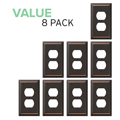 Value 8-Pack Duplex Outlet Wall Plate Decorative Steel, Oil Rubbed Bronze