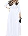 POSESHE Women's Solid V-Neck 3/4 Sleeve Plus Size Evening Party Maxi Dress White 3X-Large