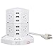 Futuresky Smart 4-Outlet Home / Office Surging Power Strip 3000W 110-250V Worldwide Voltage Power Socket With 6 USB Outputs for Smartphone & Tablet Including 6.5 Feet White Cord