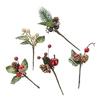 Nuxn 20pcs Mini Red Berry Stems Artificial Pine Picksâ€