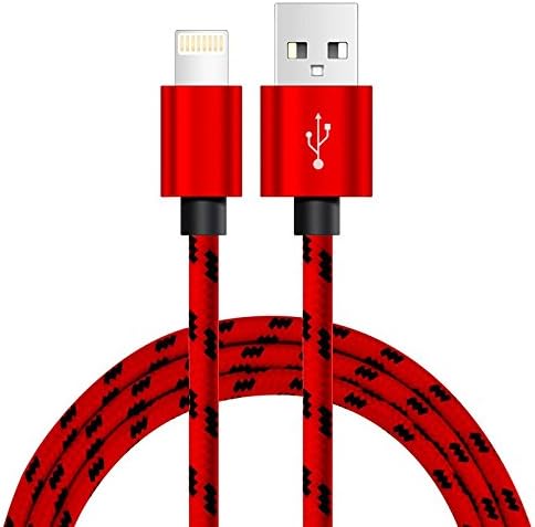 Bluetooth Mansion (2 packs) 1m Nylon Braided Tangle-Free Micro USB Cable with Gold-Plated Connectors for iPhone 6s Plus/ 6 /SE/5s 5c 5, iPad Air / mini / 4th Gen, iPod nano / touch (Red)