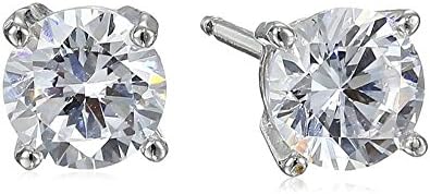 NA BEAUTY Fashion Classic Sterling Silver Round Cut Cubic Zirconia Stud Earrings 0.8cm