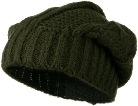 Big Skullie Cable Beanie - Olive OSFM
