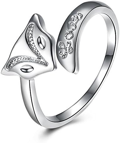 European Style Sliver Plated Fox Crystal Ring, Adjustable Band Ring