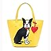 Marc Tetro Tote Bag With Dangle-Boston Terrier on Yellow