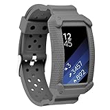 Moretek for Fit2 Accessories Band, Rugged Protective Case with Strap Bands for Samsung Gear fit 2 / Gear fit2 Pro Tracker Smart Watch Sport Wristband (NewGrey)