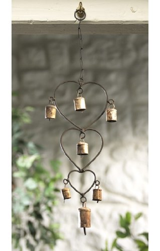 India Recycled Iron Heart & Bells Wind Chime