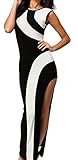 Smile YKK Women's Maxi Cocktail Evening Gown Dress Monochrome