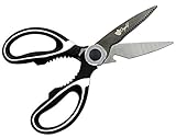 Orgalif Kitchen Shears - Multifunctional Stainless Steel Heavy Duty Scissors for Cutting Poultry Herbs Meat Fish & Food with Bottle Opener (Set of 2) White