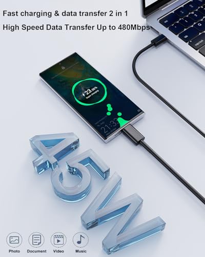 Super Fast Charger USB-C, 2 Pack 45W Fast Charging for Samsung Galaxy S25 Ultra/S25+/S25/S24 Ultra/S24+/S24/S23/S22/S21,A56,A55,A36,A16,Z Fold 6/Flip 6,Tab S10 S9,USB C Plug with 1.8M 5A Type-C Cable