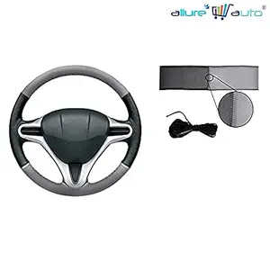 Allure Auto Leatherette stitchable Car Steering Wheel Cover Black and Grey with Thread and Needle for Maruti Alto 800 New