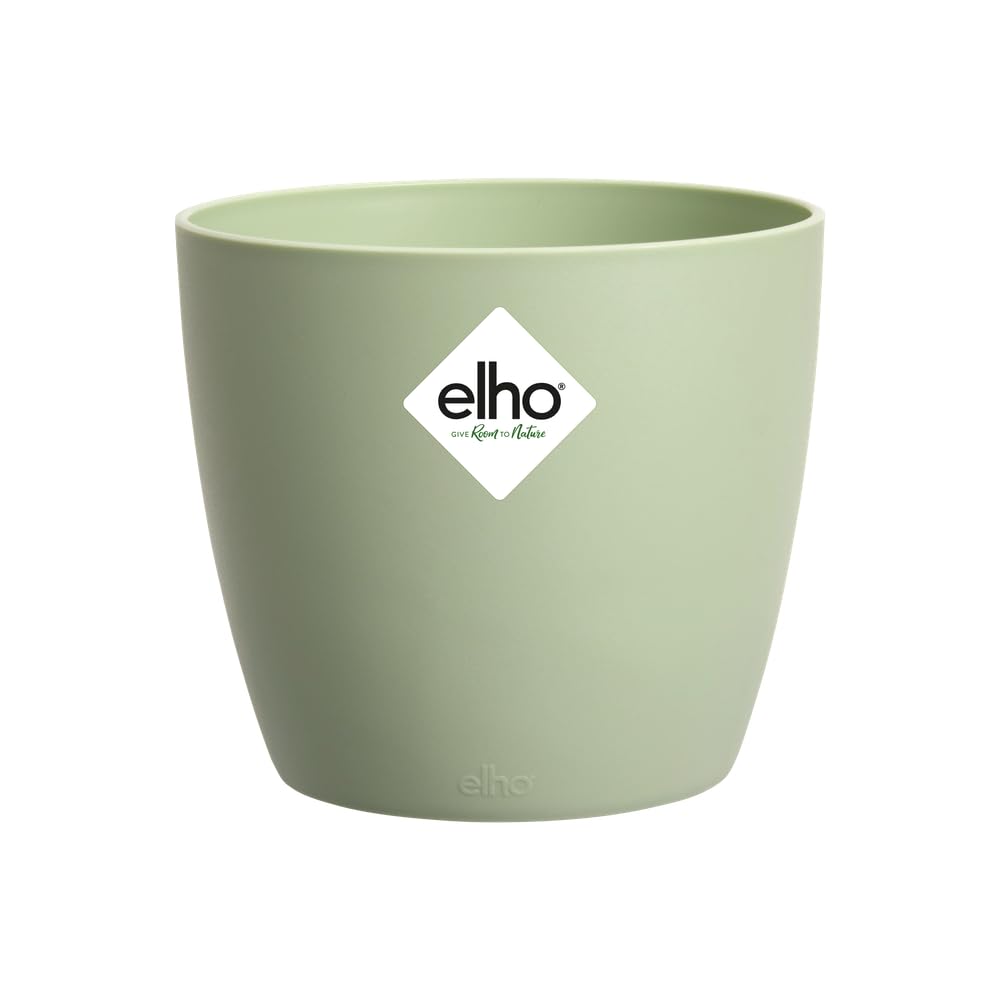 elho Brussels Round Mini 9.5 - Flower Pot for Indoor - 100% Recycled Plastic - Ø 10.0 x H 8.9 cm - Green/Sorbet Green