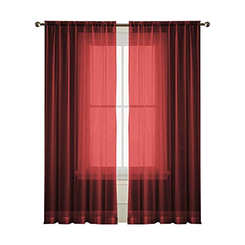 Passenger Pigeon Wine Sheer Curtains Rod Pocket Semi Sheer