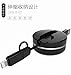 [2 Naissance] 1 Pack 2-in-1 Retractable High Speed Fast Sturdy Durable lighting/Android USB charging Cable for Iphone 6 Plus, 6, 5s 4 4s,Android Samsung Phones and Tablets (black)