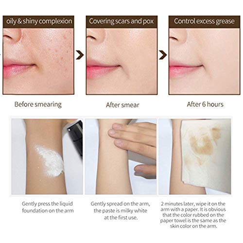 Liquid Foundation Cream, Concealer Cover Cream, BB Cream, Flawless Colour Changing Foundation Makeup Base Nude Face Liquid Cover Concealer, Universal for ALL Skin Types, SPF 15 Shell, 1.41 Fl Oz - Thumbnail 5