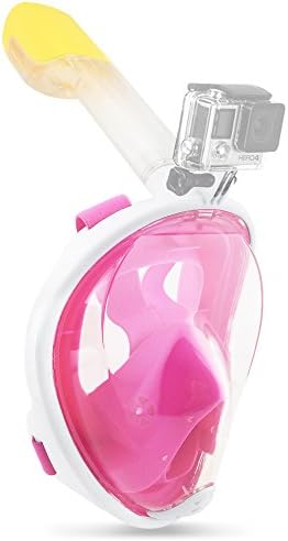VELSENX Diving Full Face Snorkeling Masks 180 Dgree Men Women Anti Fog Adjustable Head Straps Pink