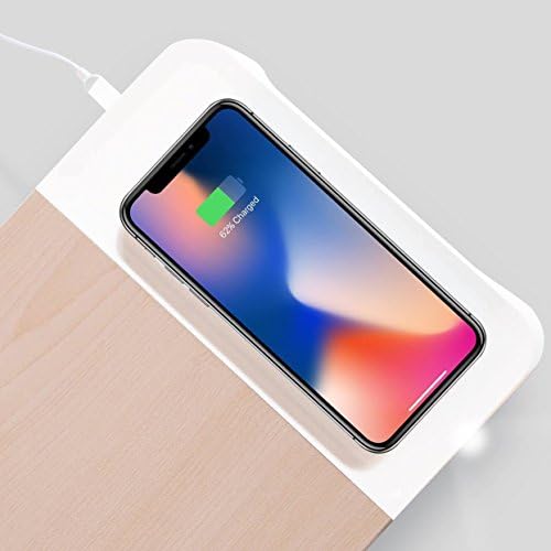 Multifunctional Wooden Monitor Stand Pen Trays/QI Wireless Charging/USB Dock SD Reader, Laptop Riser Laptop Desk Space Organizer Keyboard/Mouse Storage 7.9’L22.2’W2.2’H (White Wireless)