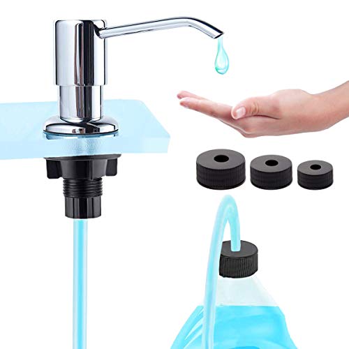 Soap Dispenser for Kitchen Sink, Chrome Countertop Water Pump with
