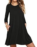 Muhadrs Women's Long Sleeve/Sleeveless Casual Loose Swing T-Shirt Dress