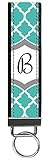 Snaptotes Teal Moroccan Design Monogram Wristlet Keyfob Keychain